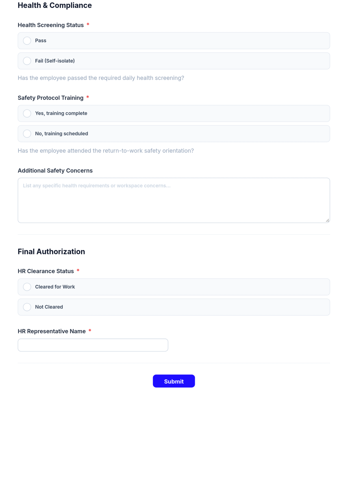 Free Return-to-Work Safety Checklist HR Template & AI Maker Free Return-to-Work Safety Checklist HR Template & AI Maker