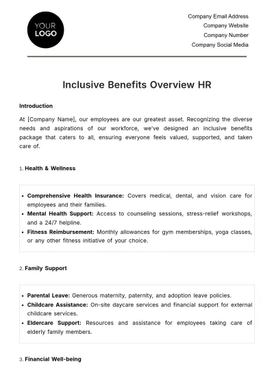 Free Inclusive Benefits Overview HR Template to Edit Online
