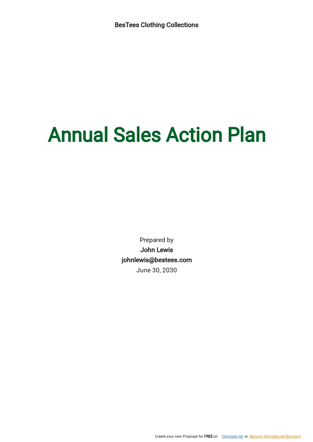 Sales Action Plan Template Google Docs Word Apple Pages PDF