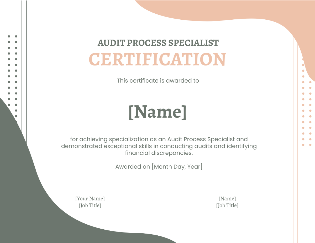 Audit Process Specialist Certification Template