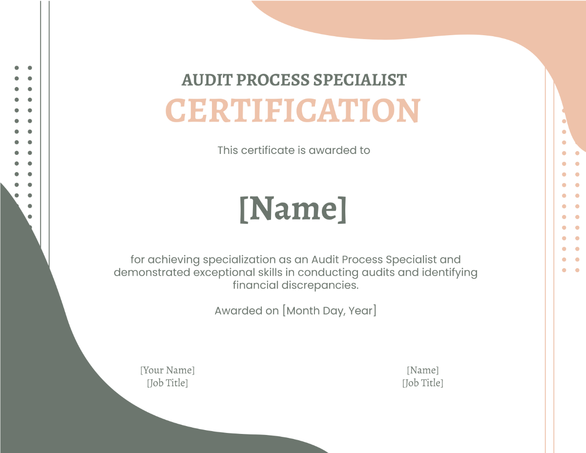 Audit Process Specialist Certification Template - Edit Online & Download