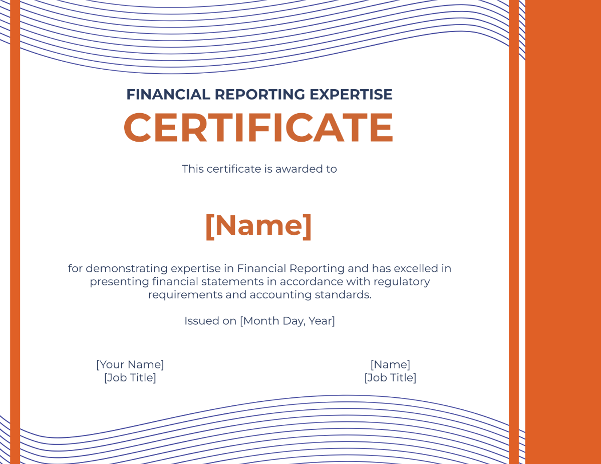 Financial Reporting Expertise Certificate Template