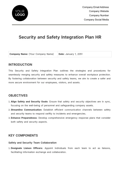 Free Security and Safety Integration Plan HR Template to Edit Online