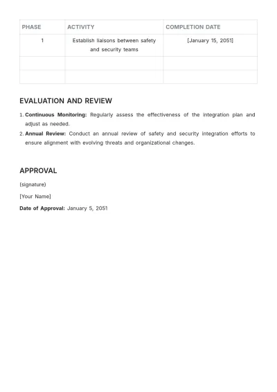 Free Security and Safety Integration Plan HR Template to Edit Online