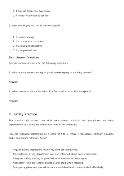 Free Safety Audit Assessment HR Template to Edit Online