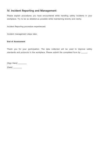 Free Safety Audit Assessment HR Template to Edit Online