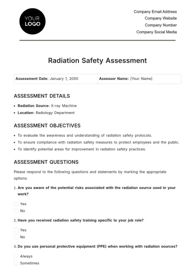 Free Radiation Safety Assessment HR Template to Edit Online