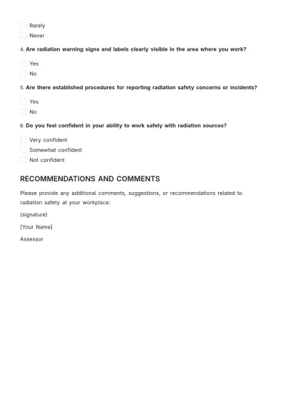 Free Radiation Safety Assessment HR Template to Edit Online