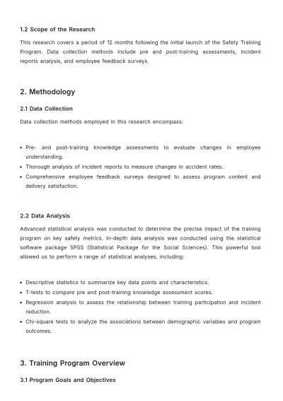 Free Safety Training Program Effectiveness Research HR Template to Edit Online