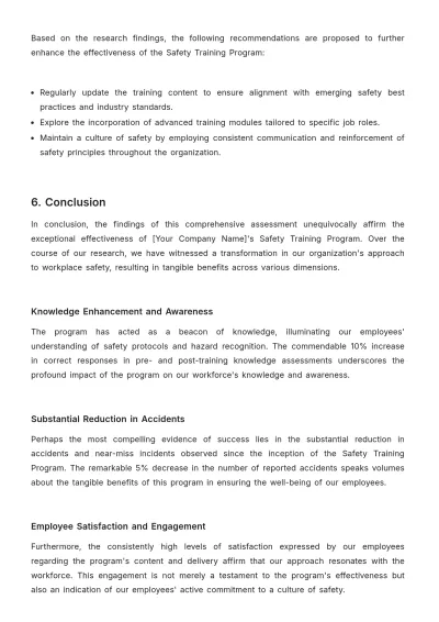 Free Safety Training Program Effectiveness Research HR Template to Edit Online
