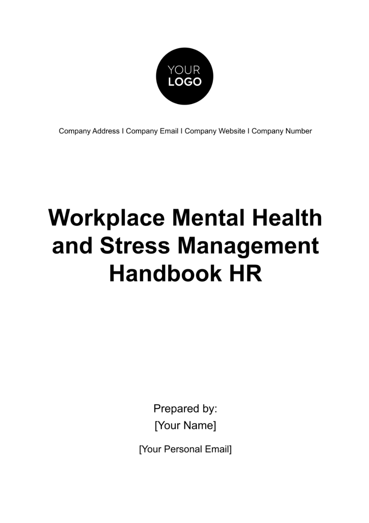 Workplace Mental Health and Stress Management Handbook HR Template