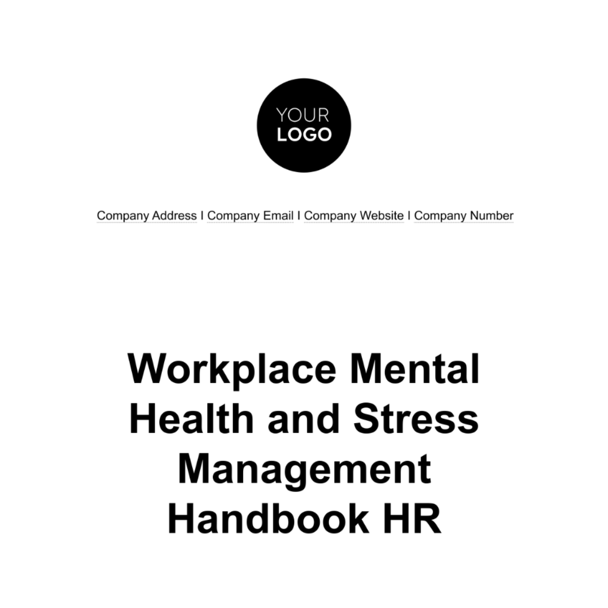 Workplace Mental Health and Stress Management Handbook HR Template - Edit Online & Download