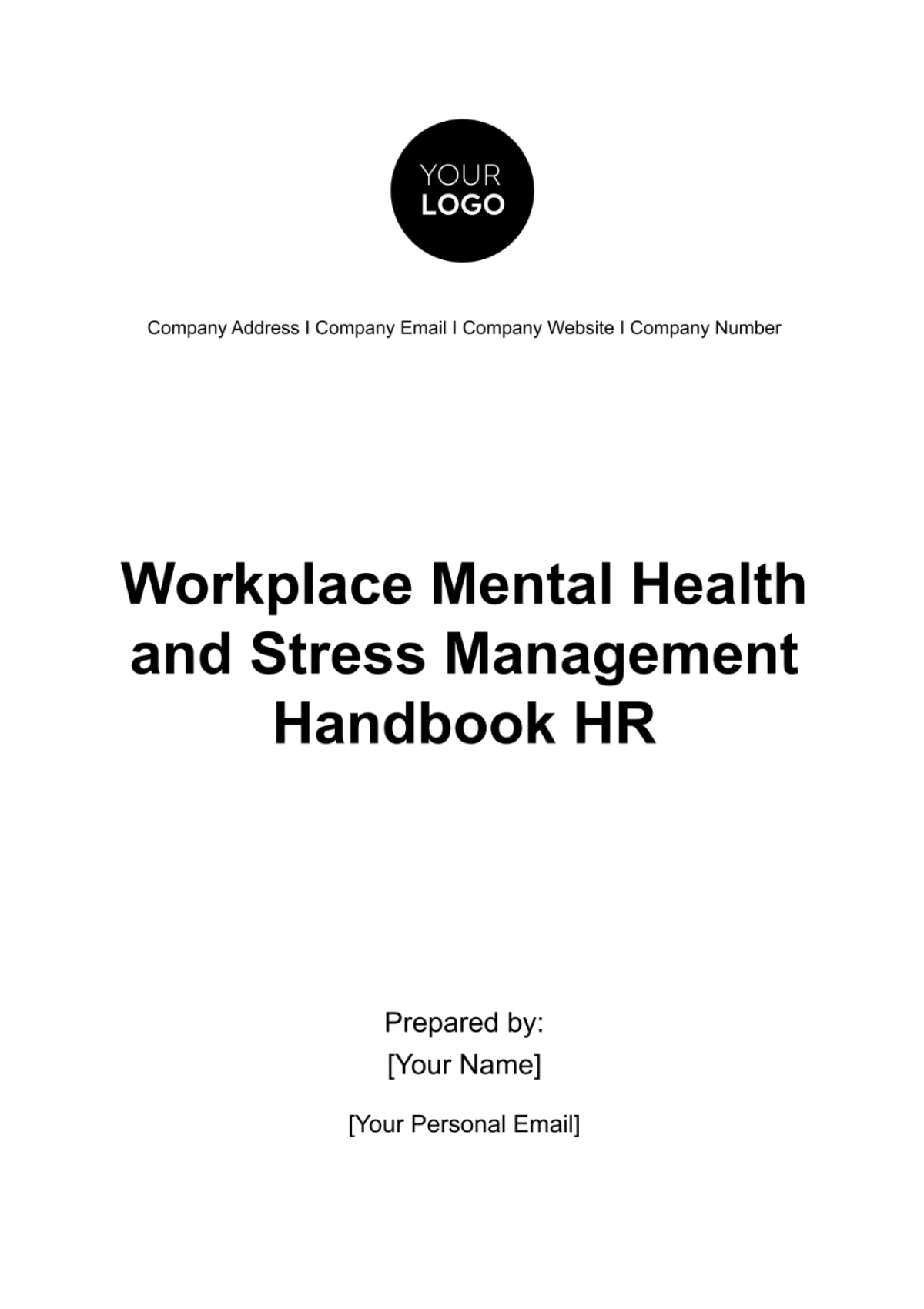 Workplace Mental Health and Stress Management Handbook HR Template - Edit Online & Download