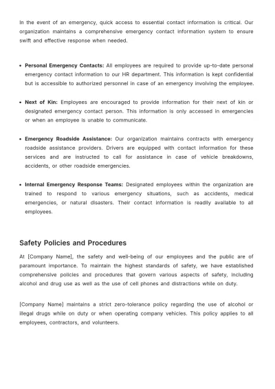 Free Vehicle and Transportation Safety Plan HR Template to Edit Online