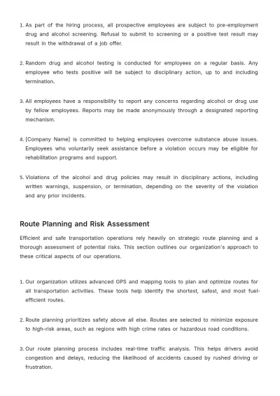 Free Vehicle and Transportation Safety Plan HR Template to Edit Online