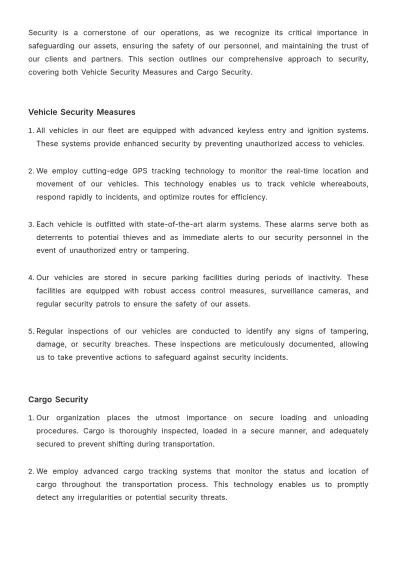 Free Vehicle and Transportation Safety Plan HR Template to Edit Online