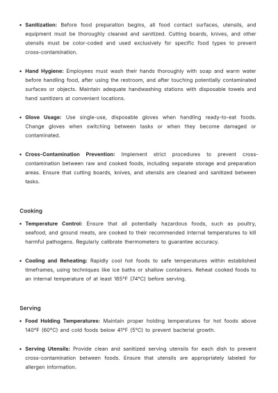 Free Food Safety and Hygiene Management Plan HR Template to Edit Online