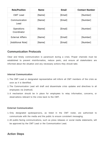 Free Crisis Management and Communication Plan HR Template to Edit Online