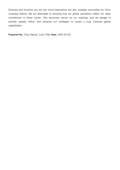 Free Diversity and Inclusion Global Strategy and Implementation HR Template to Edit Online