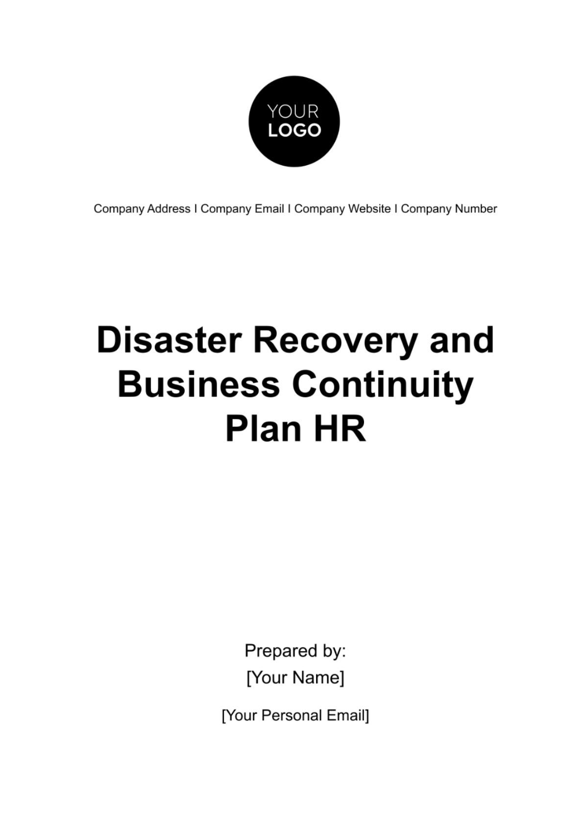 Disaster Recovery and Business Continuity Plan HR Template