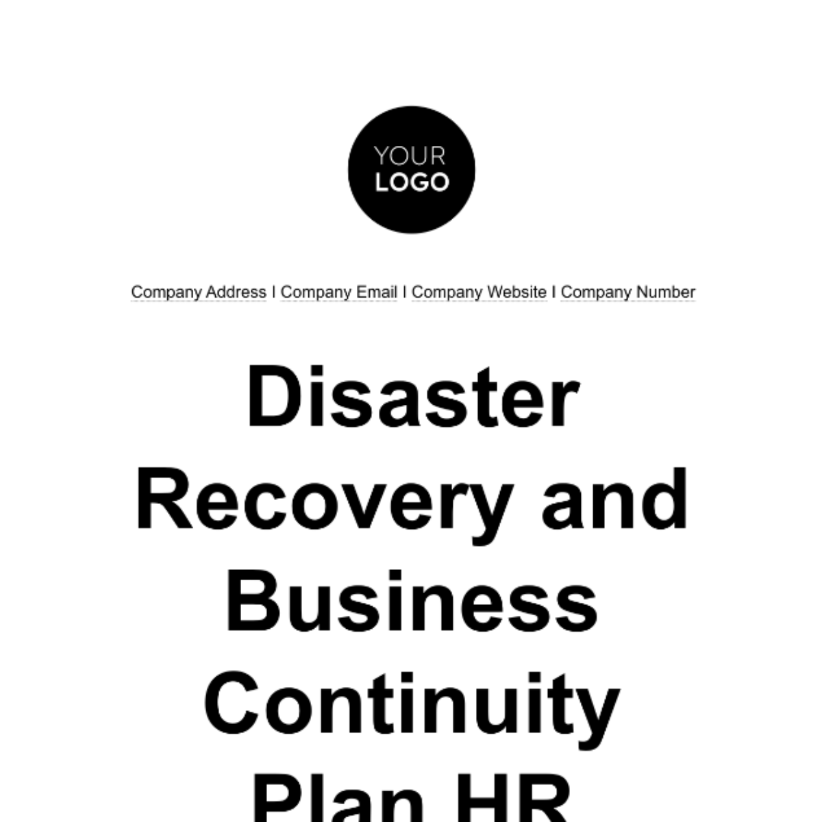 Disaster Recovery and Business Continuity Plan HR Template - Edit Online & Download