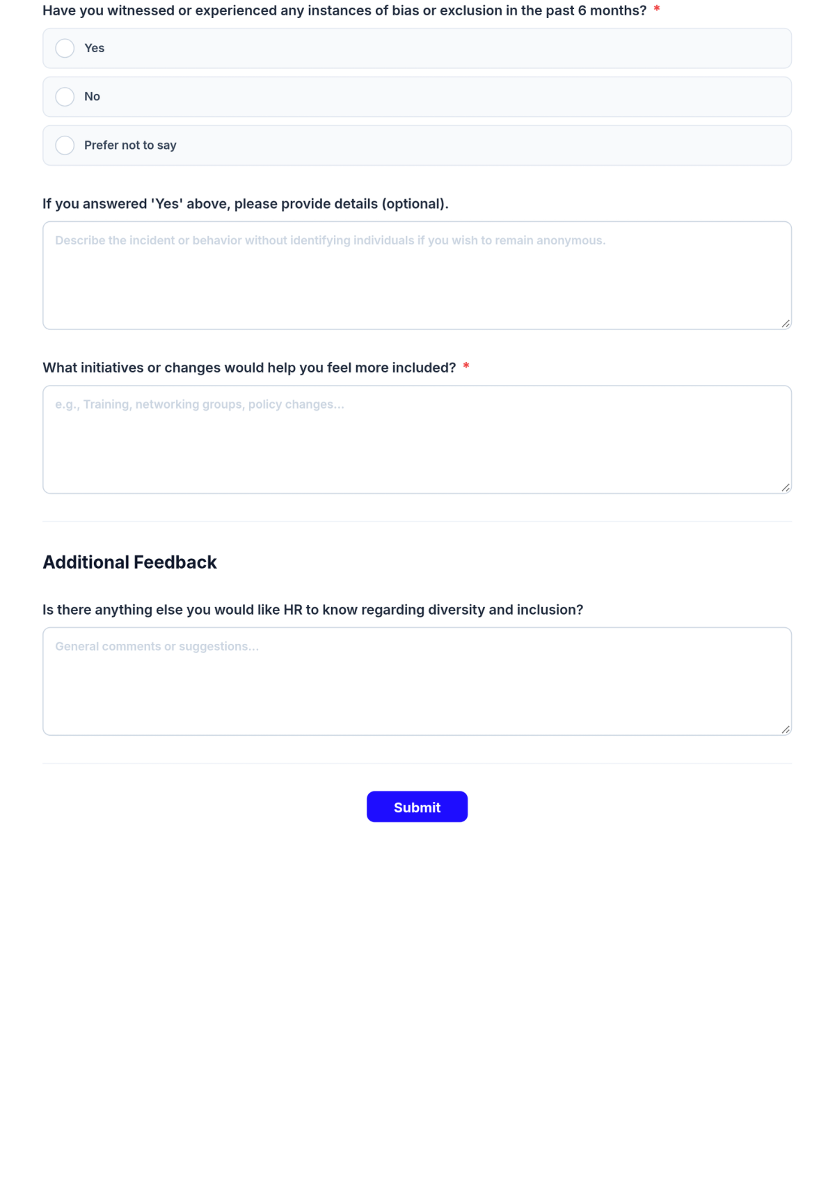 Free Inclusion Feedback Form HR Template & AI Maker Free Inclusion Feedback Form HR Template & AI Maker