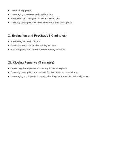 Free Safety Training Session Outline HR Template to Edit Online