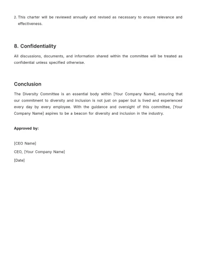 Free Diversity Committee Charter HR Template to Edit Online