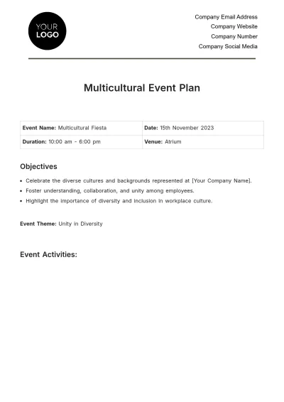 Free Multicultural Event Plan HR Template to Edit Online