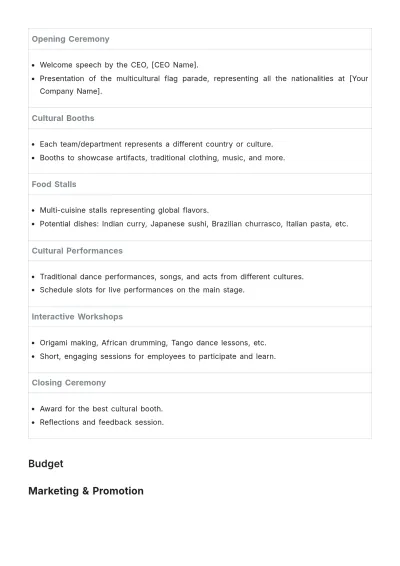 Free Multicultural Event Plan HR Template to Edit Online