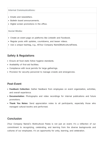Free Multicultural Event Plan HR Template to Edit Online