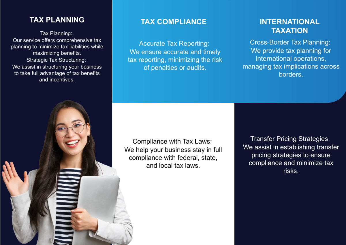 Free Corporate Tax Strategies and Solutions Pamphlet Template to Edit Online