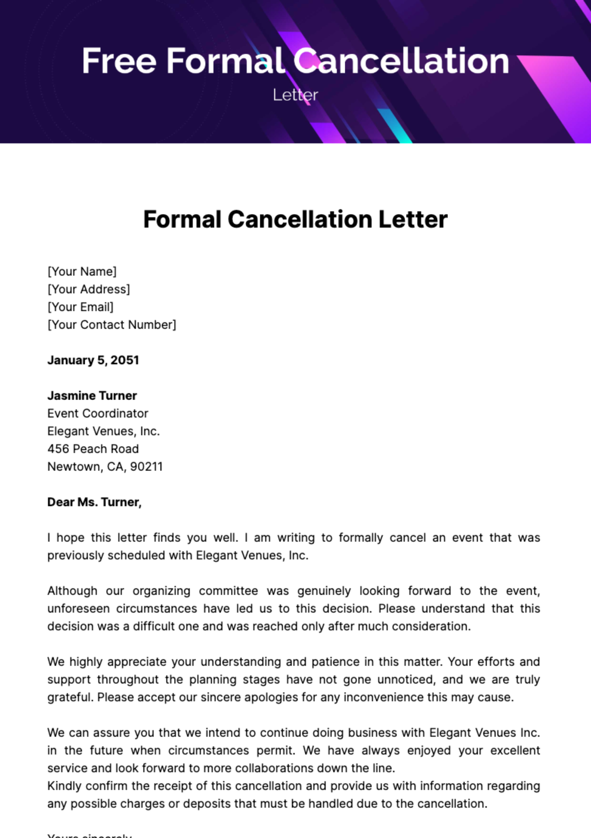 Free Formal Cancellation Letter Template