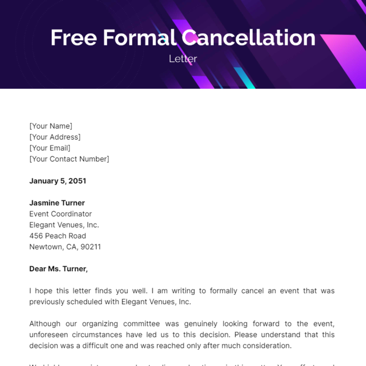 Formal Cancellation Letter Template