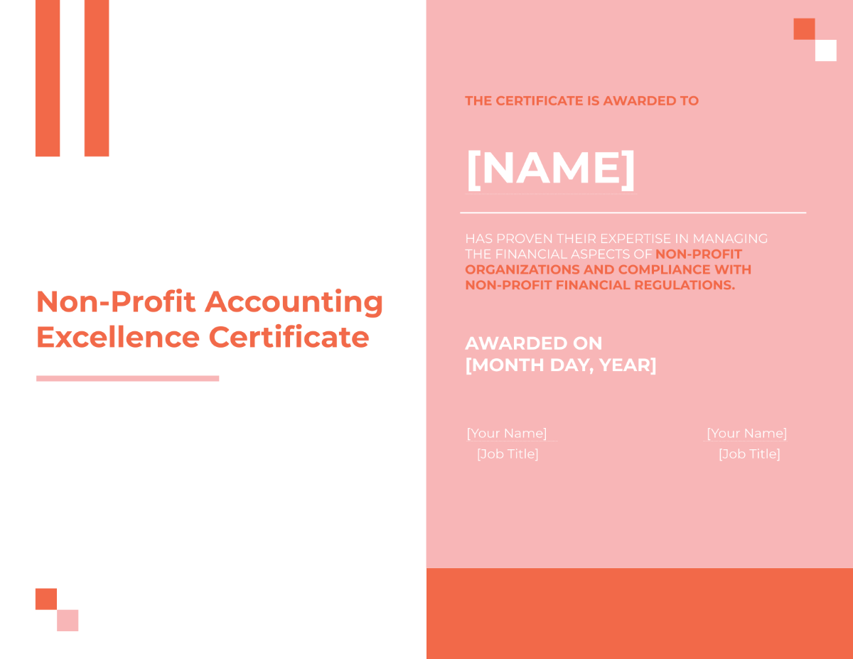 Non-Profit Accounting Excellence Certificate Template