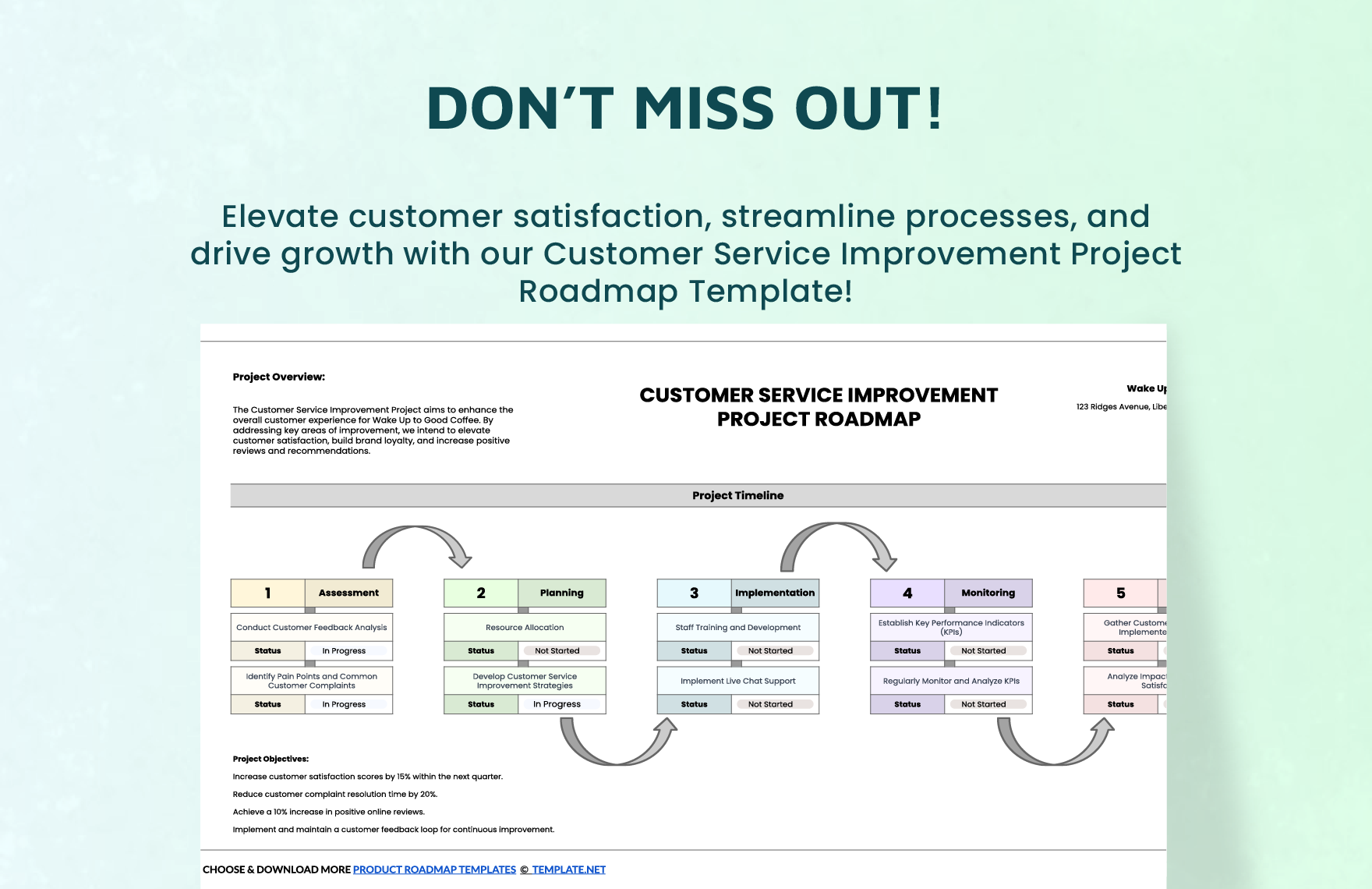 Customer Service Improvement Project Roadmap Template