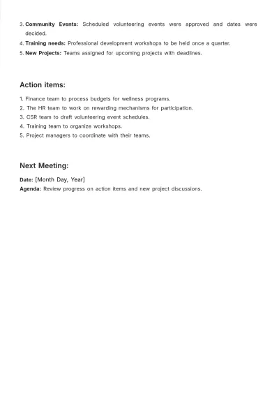 Free Employee Resource Group Meeting Minute HR Template to Edit Online