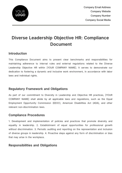 Free Diverse Leadership Objective HR Template to Edit Online