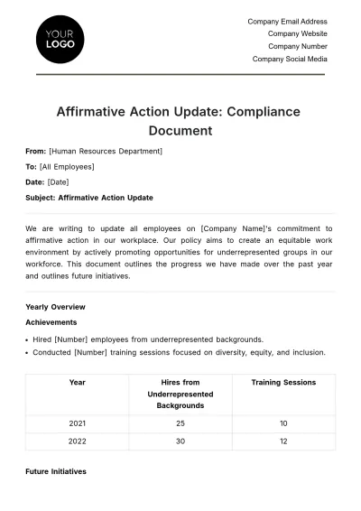 Free Affirmative Action Update HR Template to Edit Online
