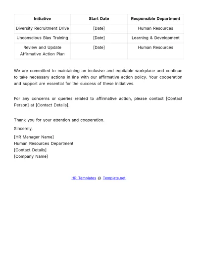 Free Affirmative Action Update HR Template to Edit Online