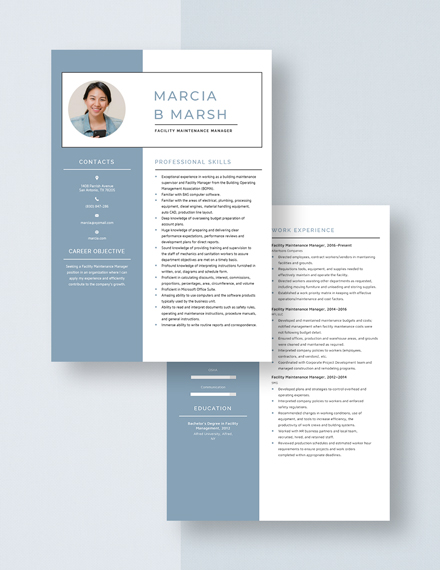 Facility Maintenance Manager Resume Download