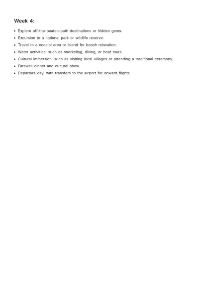 Free Monthly Itinerary Template to Edit Online