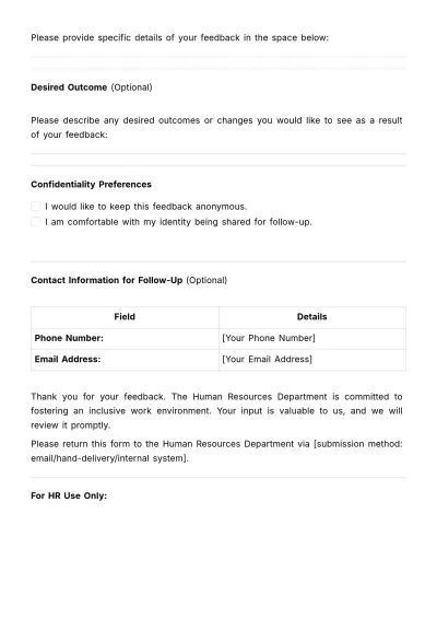 Free Inclusion Feedback Slip HR Template to Edit Online