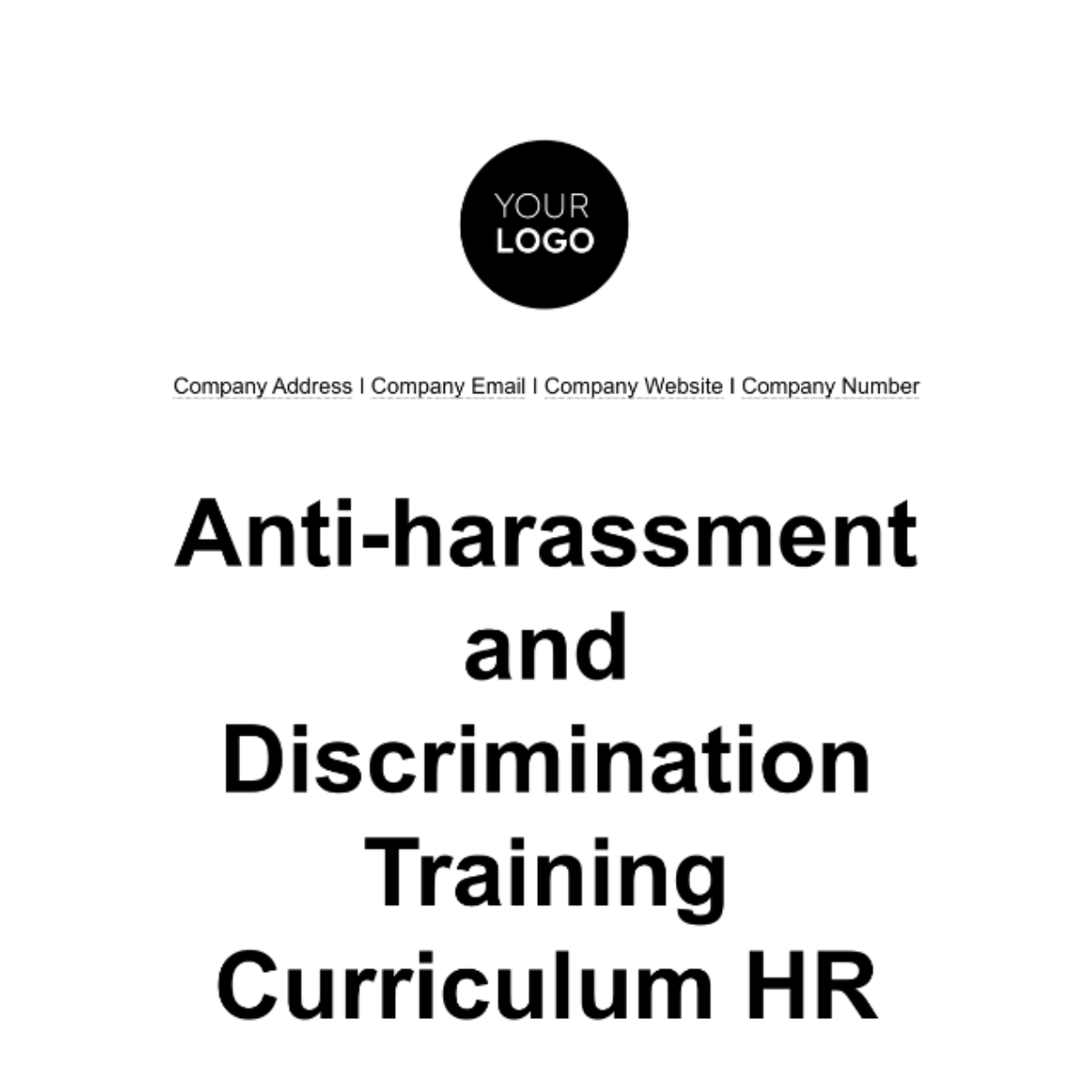 Anti-harassment and Discrimination Training Curriculum HR Template - Edit Online & Download