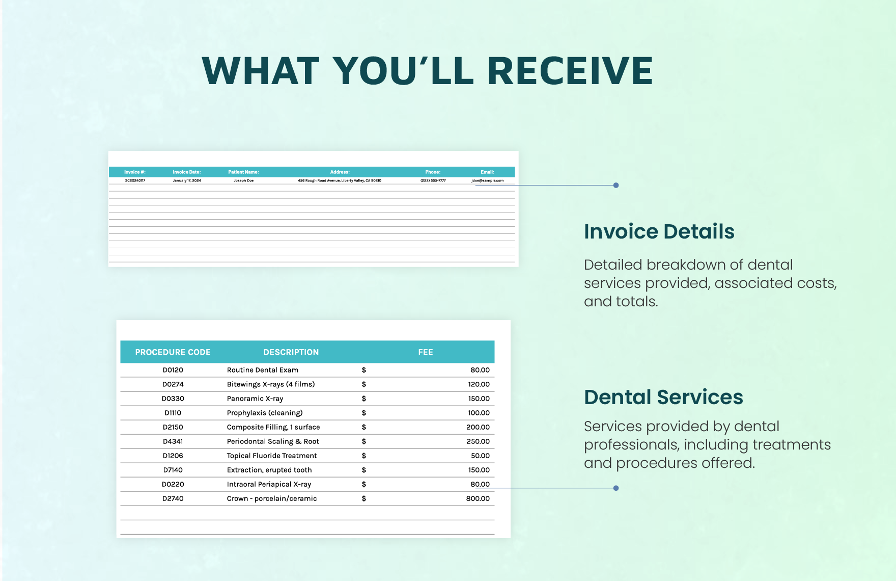 Dental Services Invoice Template