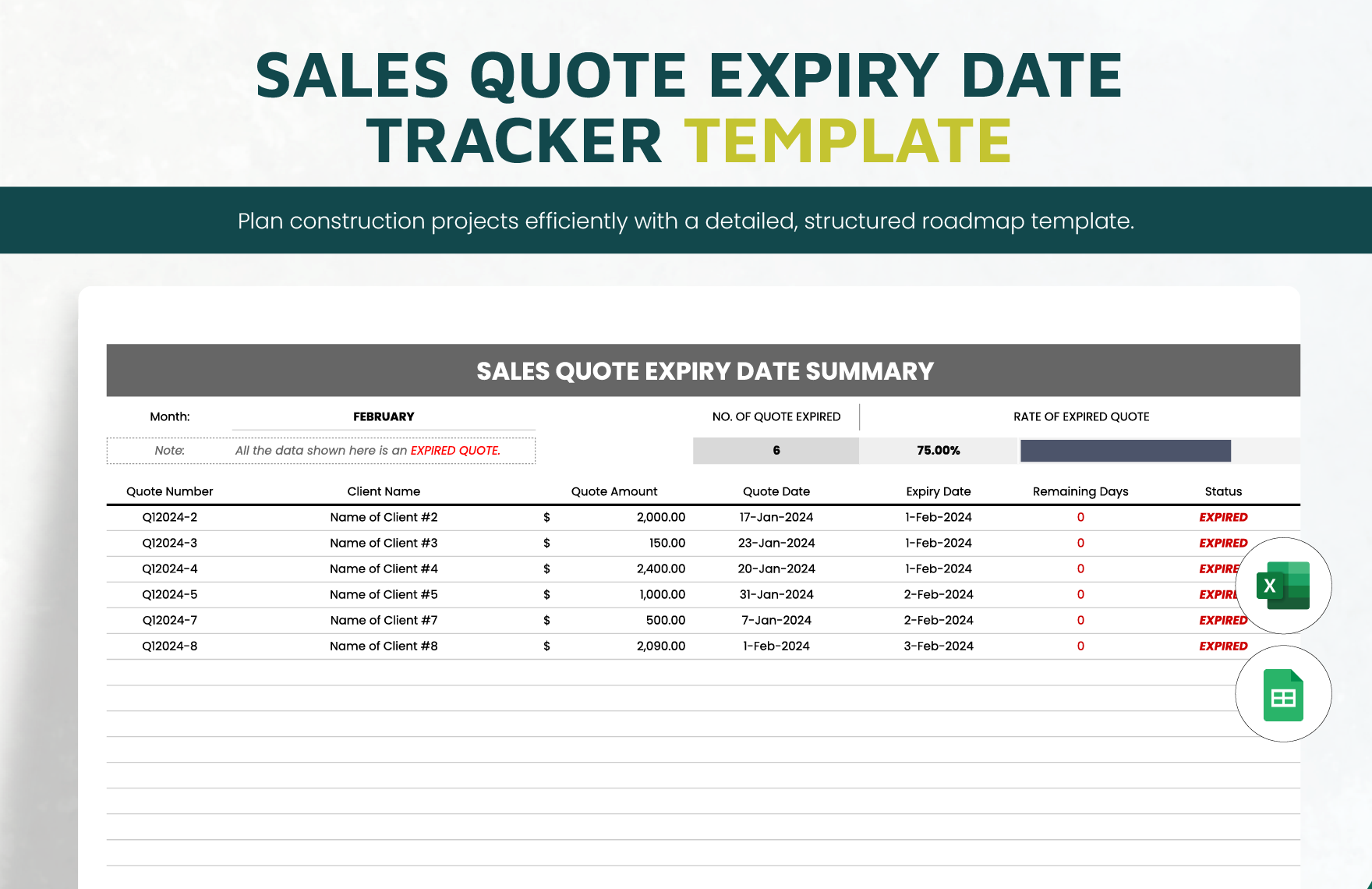 Sales Quote Expiry Date Tracker Template