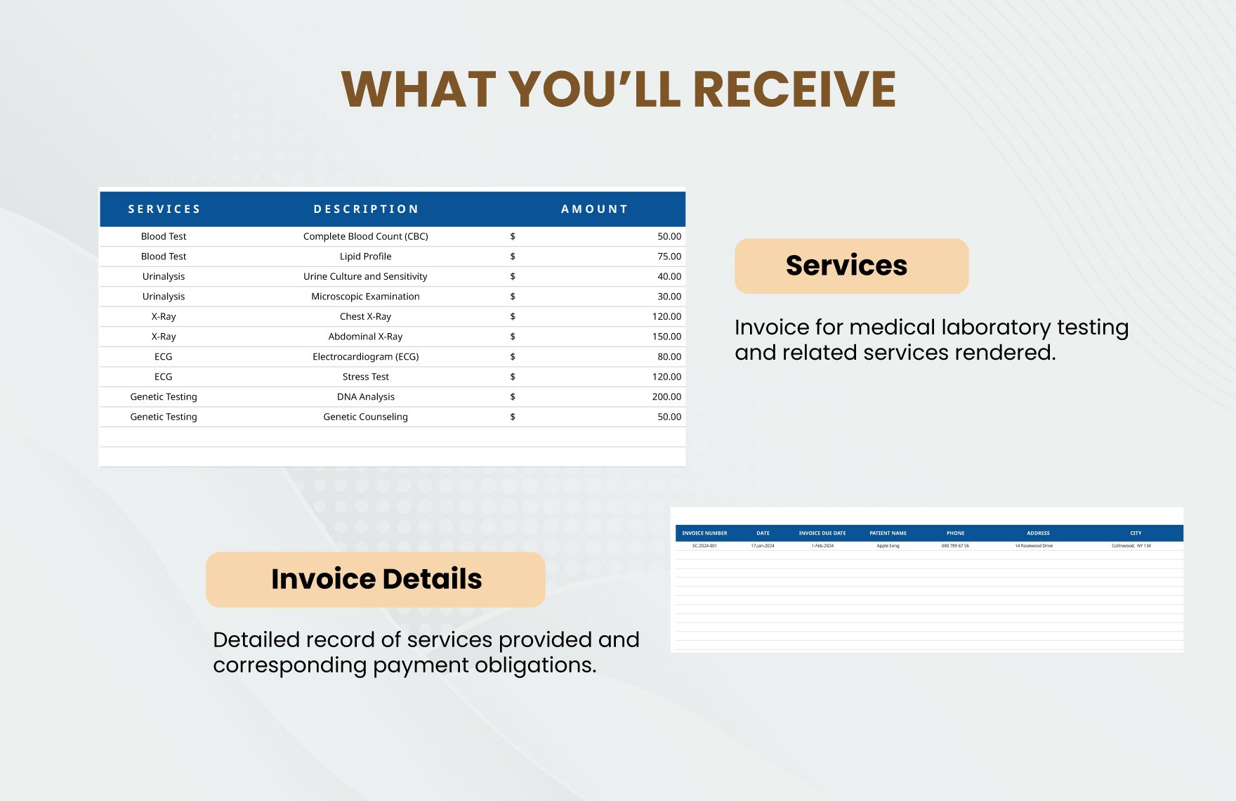 Medical Lab Services Invoice Template