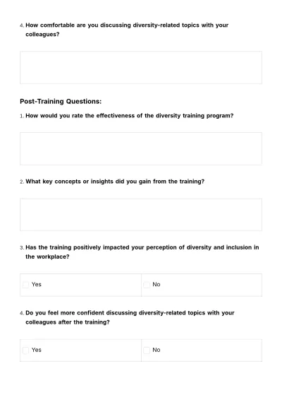 Free Diversity Training Assessment HR Template to Edit Online