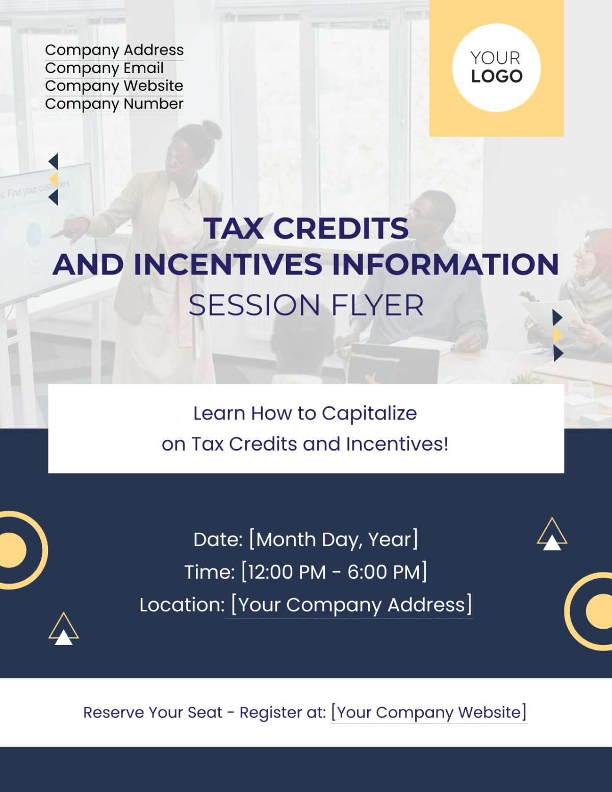Free Tax Credits and Incentives Information Session Flyer Template