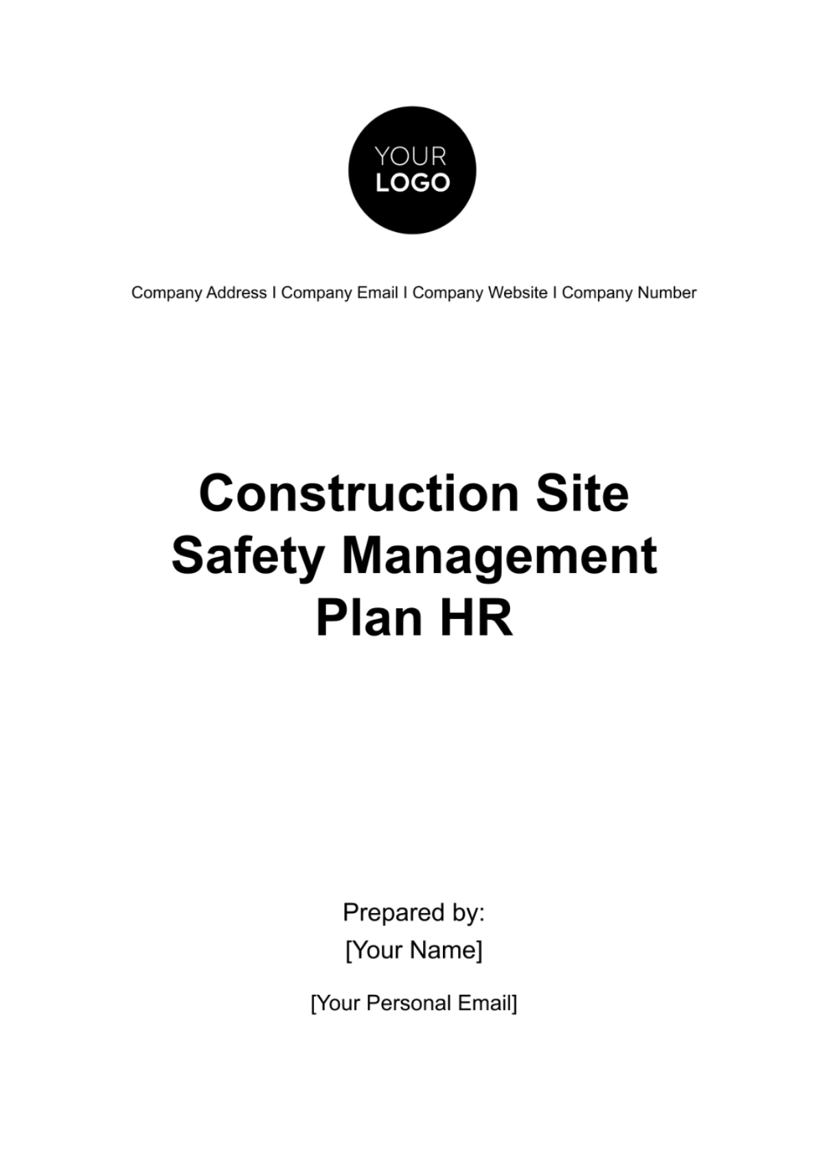 Construction Site Safety Management Plan HR Template